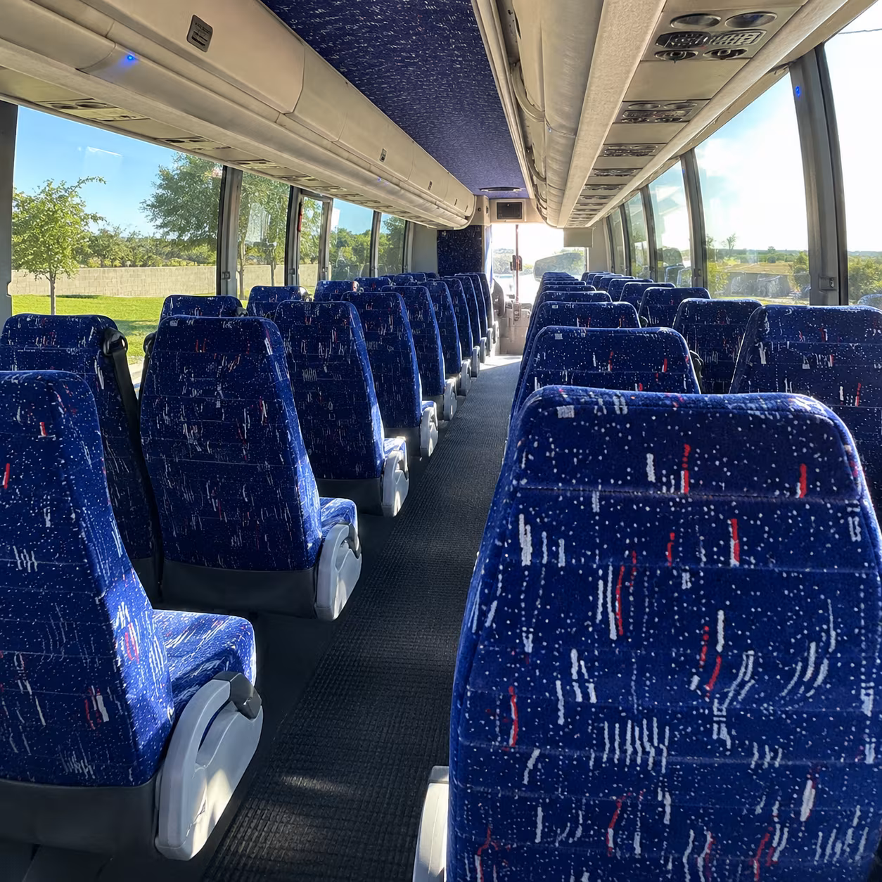 visalia 56 passenger charter bus inside